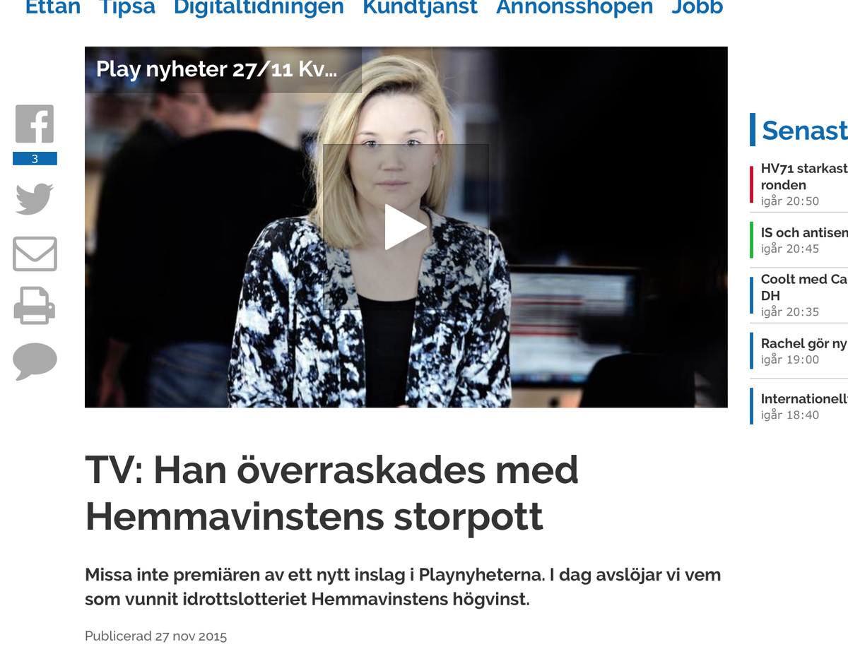 alexanderssona's tweet photo. Premiär i Playnyheterna för Hemmavinsten – vi avslöjare o överraskar vinnare av storpotten!
https://t.co/cFYyW402b5 https://t.co/BhXsKBd5W6