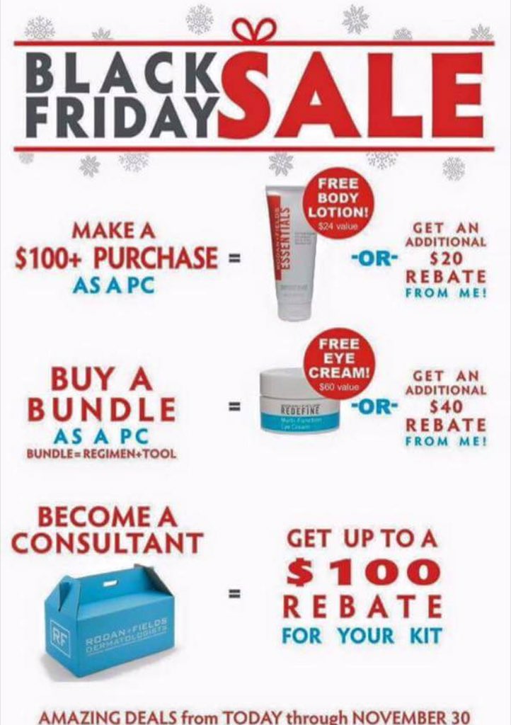 bmcc14's tweet photo. Message me to take advantage of these deals #BlackFriday #WinTheHolidays #RodanAndFields #tistheseason https://t.co/2mSzUdev5D