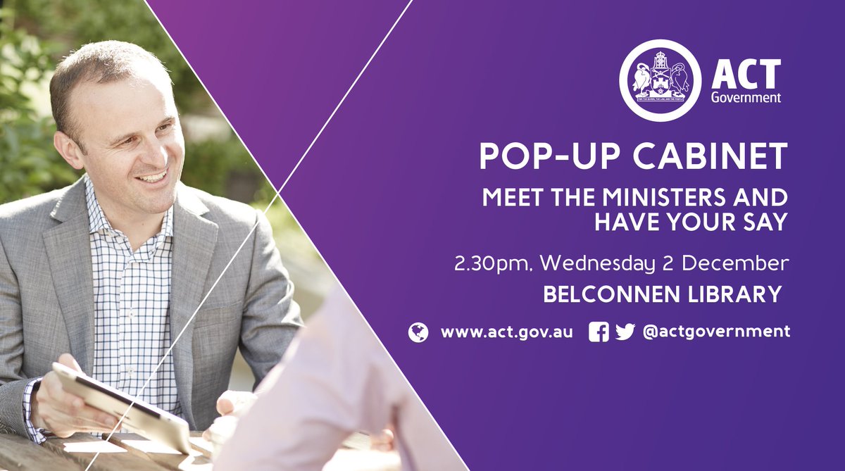 actgovernment's tweet photo. Sit down with a Minister during Pop-up Cabinet. Register for your 15 minute meeting at https://t.co/wp82Ldb7W0 https://t.co/xvbJIOiraQ