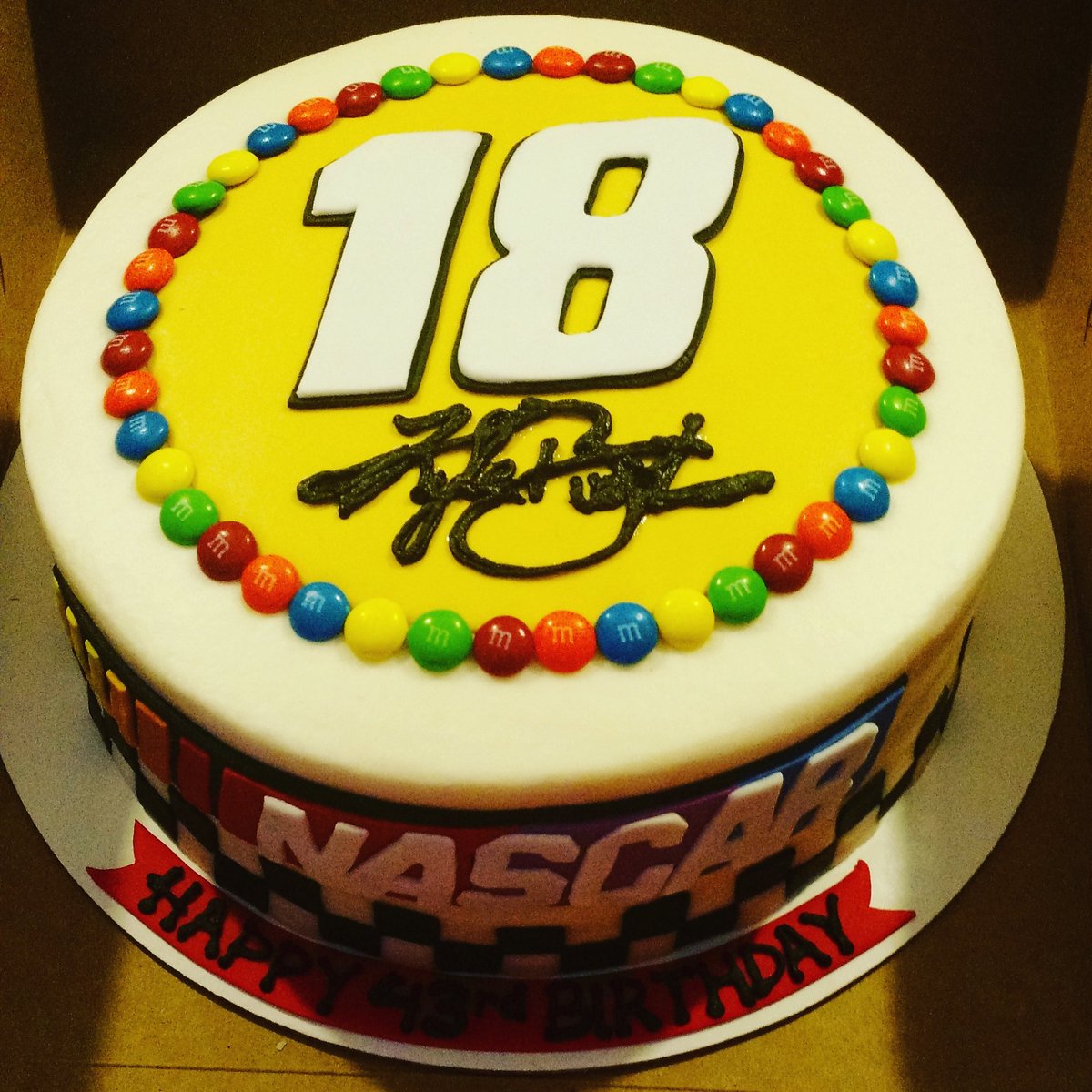 JoyDba's tweet photo. The husbands cake, I got him! He didn't even want to cut it. @KyleBusch https://t.co/uYlE3ZC9zI
