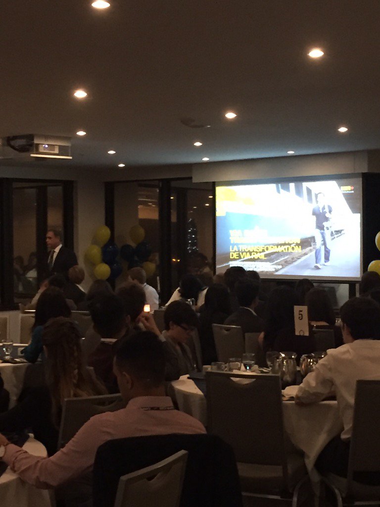DECA_Queens's tweet photo. Kicking off the Invitational with a keynote address from @VIARailPrez Yves Desjardins-Siciliano! https://t.co/sdkdgi4VZi