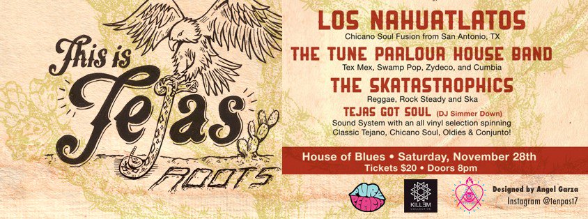 TuneParlour's tweet photo. Last day to use promo code "Familia" for #TejasRoots show. https://t.co/MyNhZJ3Gbw https://t.co/ZjDheqr1eU