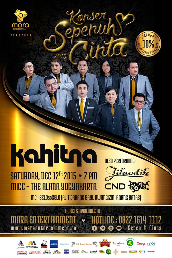 Konser Sepenuh Cinta w/ @KahitnaFull 12/12/2015. 7 PM. MICC Alana YK. Tiket: tiket.maraentertainment.co/event/booking/… <a href="/jogartweeks/">JOGJA ARTWEEKS</a>