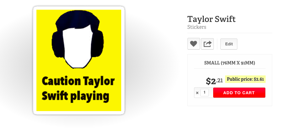 DesignsWeekly's tweet photo. Going to Taylor Swifts concert? Get this mad sticker for only $2. #TaylorSwift #taylorswiftsydney #taylorswiftwatch https://t.co/2KAb1DxEcT
