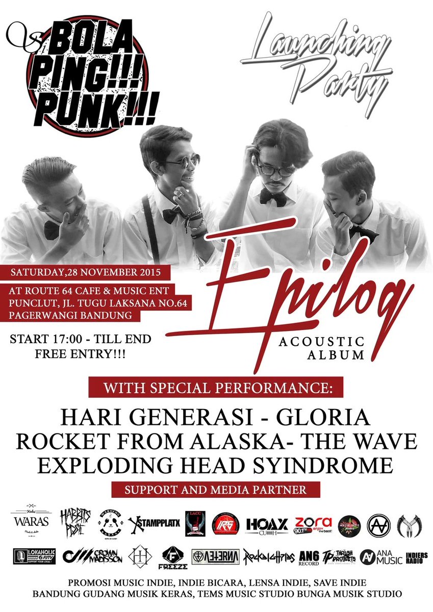 Today ! BANDUNG !! #LAUNCHINGPARTY <a href="/SBPPunk/">SI BOLA PING!!! PUNK!!!</a> "EPILOG" at Route 64 cafe with <a href="/HARIGENERASI/">LINE @harigenerasi</a> <a href="/RFA_ID/">Rocket From Alaska</a> dll #SBMevent