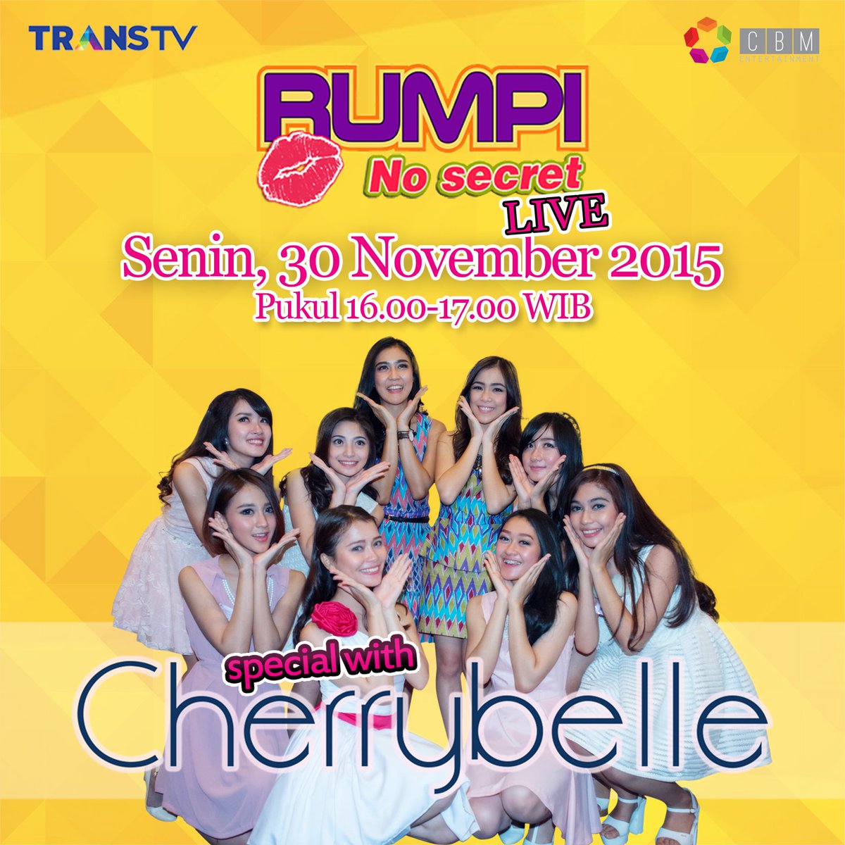Mau ketemu langsung sama 7 Member baru Cherrybelle? Mending dateng ke Rumpi Trans TV, jam 4 sore!
