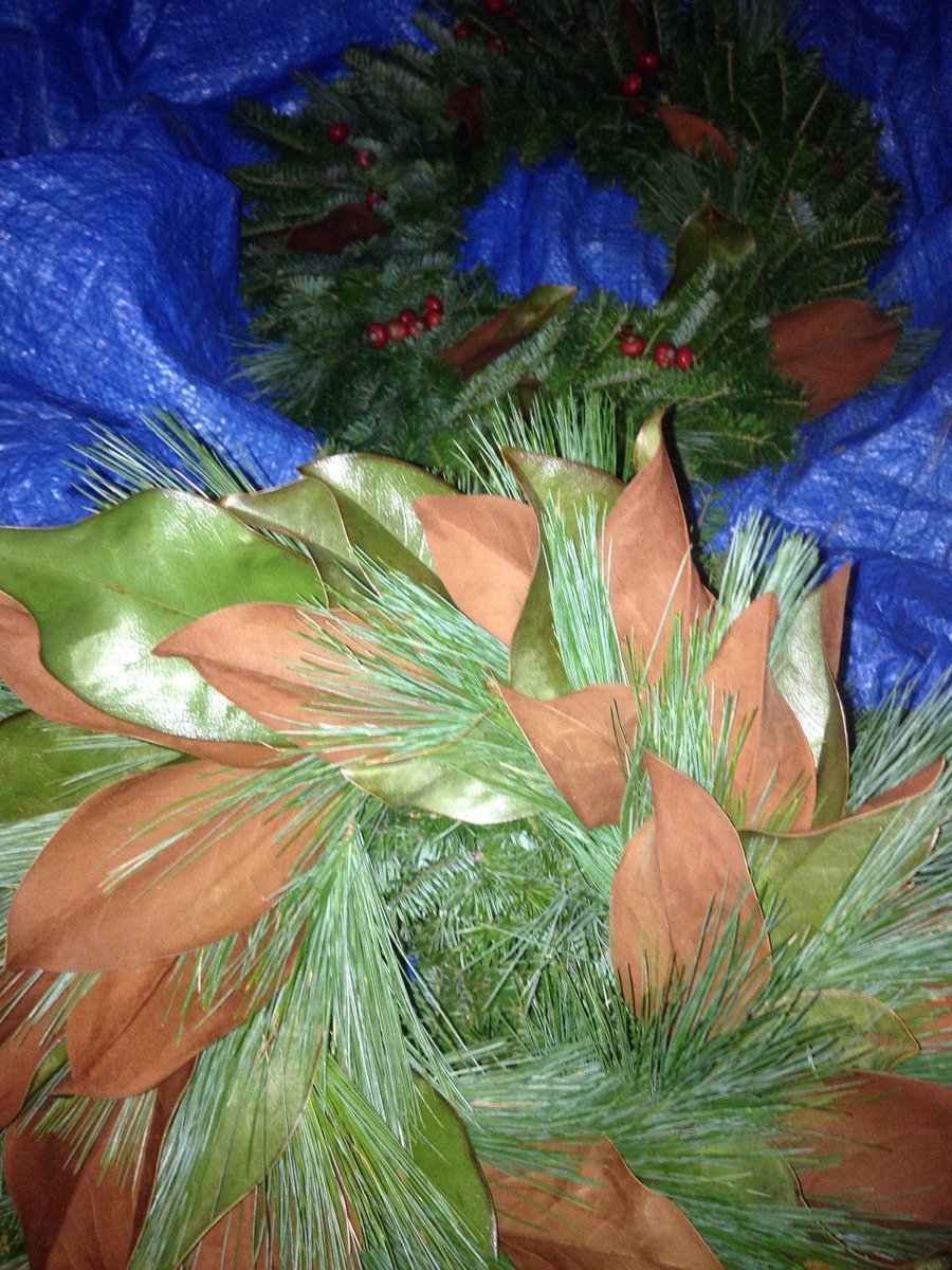 WooliesNS's tweet photo. 2:30 am balsam fir wreath making for @TruroFarmersMkt. #Fresh #local #upperbrookfarming https://t.co/krmg8rAl6e