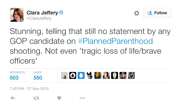 oliverdarcy's tweet photo. Many attacking GOP for lack of statements on @PPFA shooting, but failing to note Obama hasn't said anything either. https://t.co/KhCxNad7dq