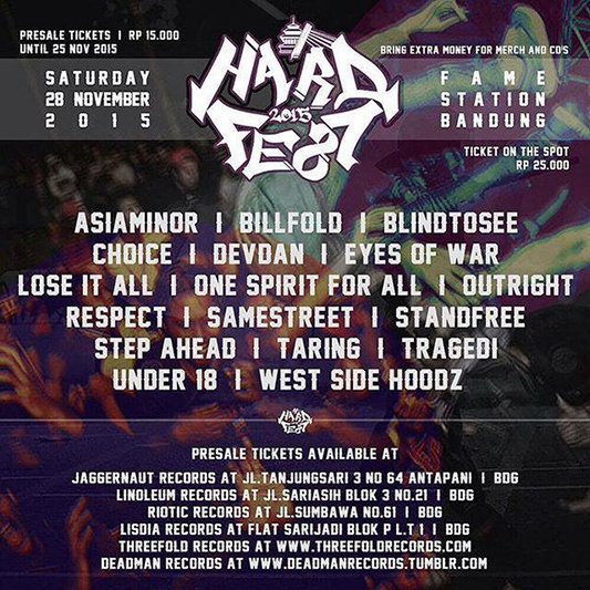 Hardcore Kids Merapat! Hari ini: "HARDFEST" at Fame Station w/ band2 HC berbahaya dari BDG bandunggudangmusikkeras.net/2015/11/hardfe…