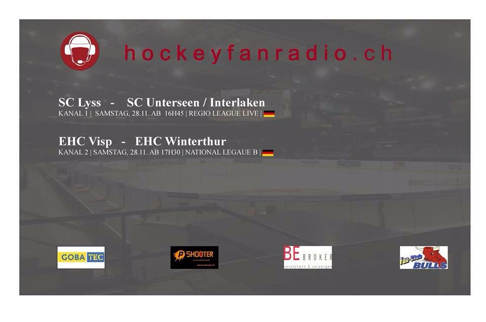 hockeyfanradio's tweet image. HFR - Live !  Game Day
National - Regio League 
16h45 Kanal 1
#SCLyss - #SCUI 

ab 17h30
@EHCVisp - @ehcwinterthur