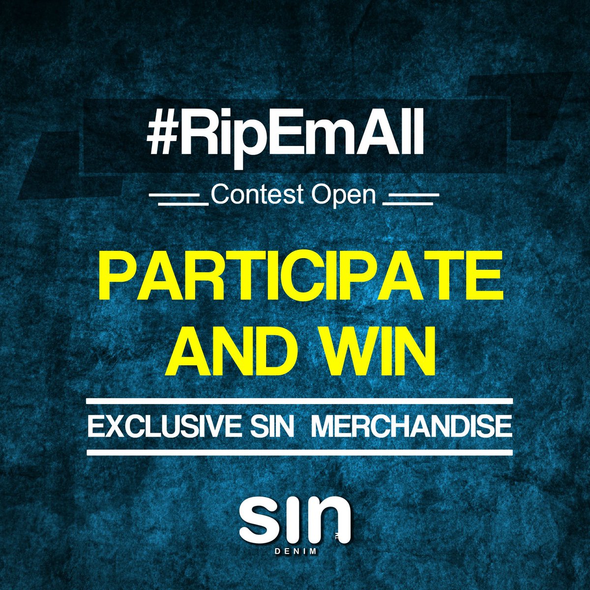 SinDenim's tweet photo. Participate in #RipEmAll contest
upload a pic wearing ripped denims & tag 2 friends
terms: https://t.co/4D2ItCckg3 https://t.co/NRQ0GlCNvX