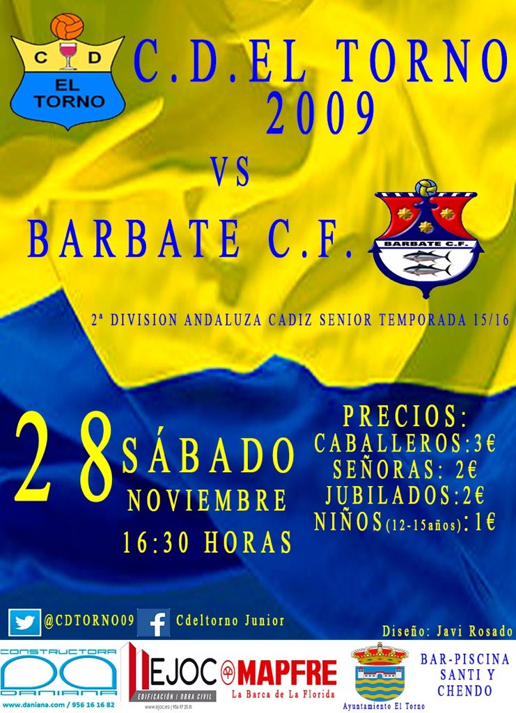 CDTORNO09's tweet photo. No te olvides el equipo senior juega hoy SABADO a las 16:30h
@CDTORNO09 vs @Barbate_CF #vamostorno #siemprejuntos https://t.co/qS7hxW4ykE