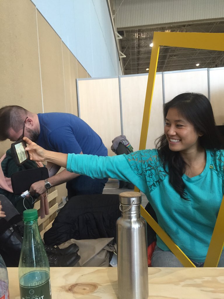 NatGeoExplorers's tweet photo. Don't try this on your own! @laurelchor trying to #selfie a #youngexplorer portrait within the #yellowrectangle -AJ https://t.co/JhSd4ZPlHH