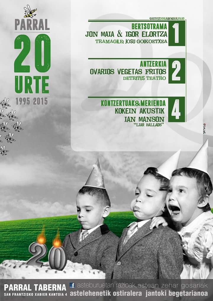 ikerocker's tweet photo. Zorionak #ParralTaberna ! #20urte
Ez galdu @kokeinrock #akustik eta #IanMason
#Abenduak4 https://t.co/lIpMK1f0mm