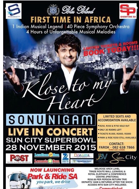 _TheRaj's tweet photo. We are proud to announce that we are the official caterers for @sonunigam at @SunCityResortSA tonight. #sonuinsa https://t.co/fsJicUJVCh