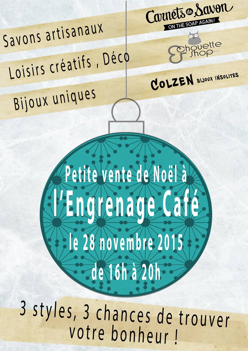 CarnetsdeSavon's tweet photo. Venez faire vos ptits cadeaux de #NoelQuiDechire cet après-midi à #Charlieu à l'atelier L'Engrenage ! #artisanmarket https://t.co/UPitECap8N