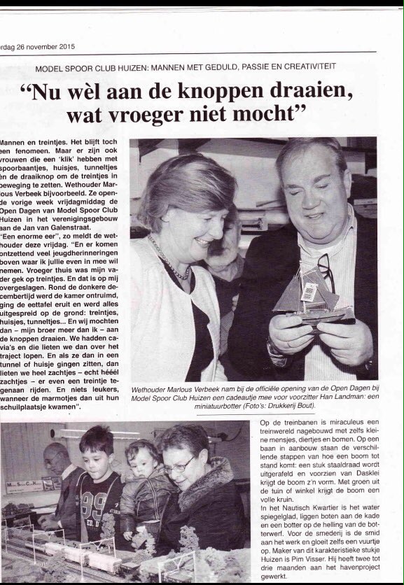 SpoorClubHuizen's tweet photo. Artikel #HuizerCourant over #OpenHuis #MSCH, opening wethouder .@marlousverbeek, #botterwerf en #kalkovens #Huizen https://t.co/x2SQUT0oyq