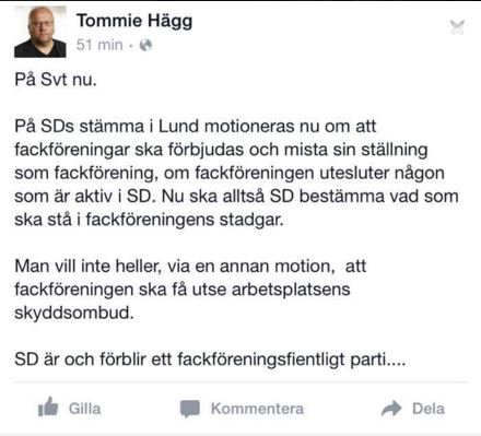 SD om att facket ska kunna förbjudas och att skyddsombud ska lyftas bort från den fackliga organisationen #svpol