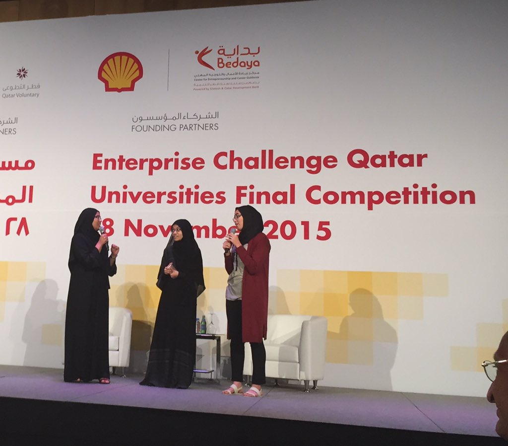 YvettevEechoud's tweet photo. Impressed by brilliant ideas and pitches by students in the Enterprise Challenge Qatar! #ecqu2015 #startup https://t.co/sEPOvqriLh