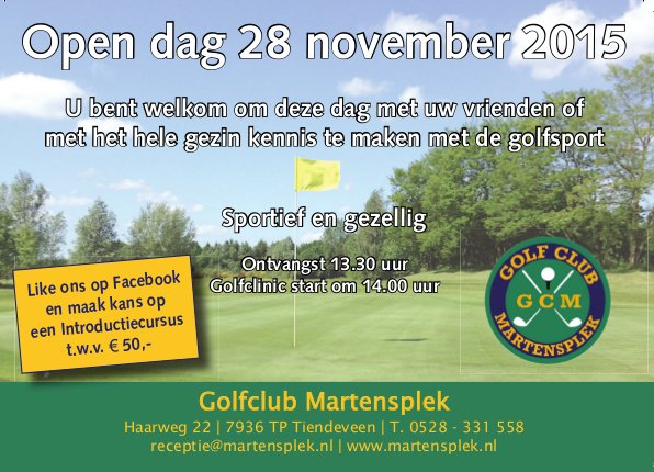 GCMartensplek's tweet photo. Altijd al eens willen golfen? Kom vanmiddag naar onze Open Dag georganiseerd n.a.v. @OBD_MD Start 14.00 uur #Drenthe https://t.co/q2wcSlFCkn