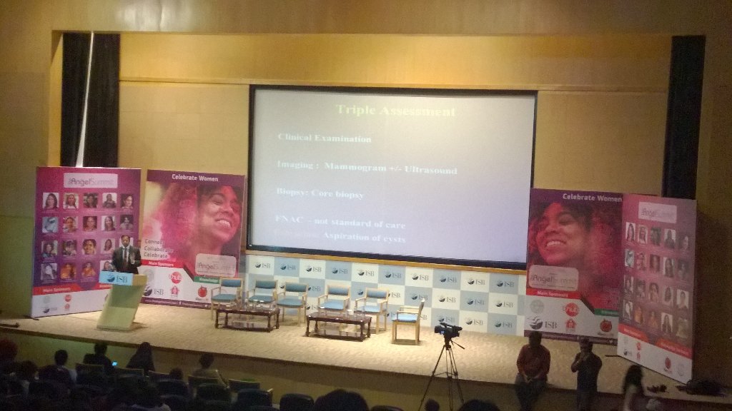chandrahas77's tweet photo. Dr.Raghuram enlightening the audience about breast cancer here at #TheAngelSummit https://t.co/DhvhsENWJm
