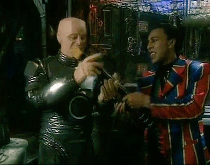 KrytenRD's tweet photo. Well at least Mr Lister's guitar survived intact.... not even Mr Lister's guitar survived intact! #RedDwarf #Emohawk https://t.co/rMeazordTE
