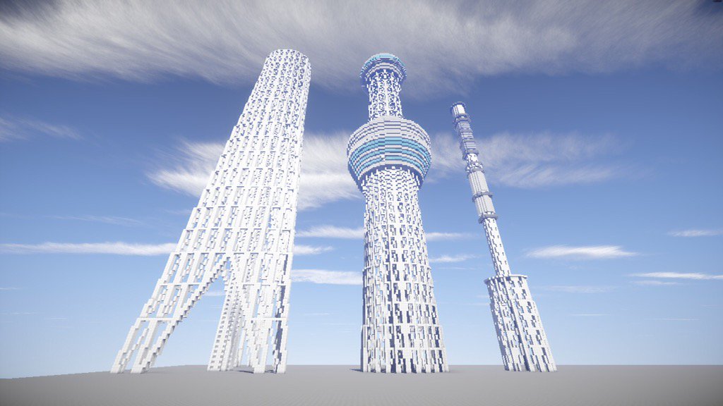 まっきー。 on Twitter: "東京スカイツリー[1/1スケール再現] 高さ634m 設計制作1カ月 1 