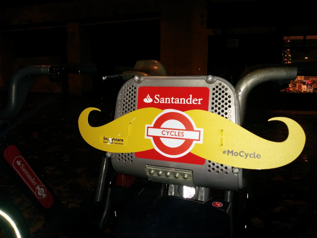 sarahconnor's tweet photo. @SantanderCycles saw this golden mo last night in #Mocycle #SantanderCycles for #Movember https://t.co/hzfcN3gvcu