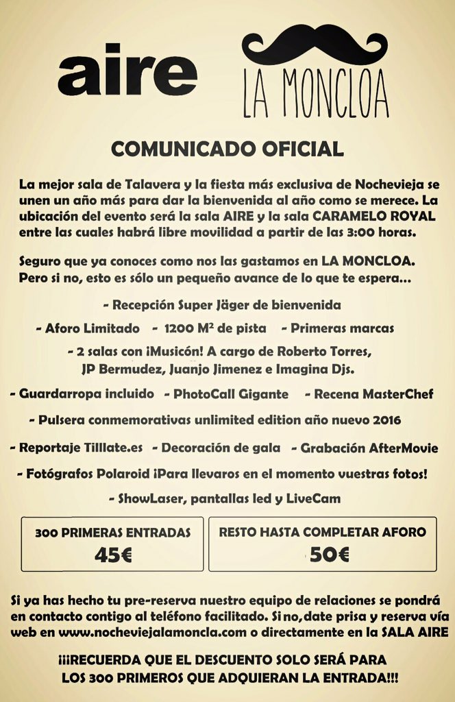 AireTalavera's tweet photo. COMUNICADO OFICIAL @MoncloaTalavera https://t.co/jbbDORAyv9