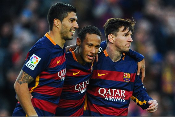 El #Tridente de las maravillas! Todos marcan para vencer a la Real. Neymar hace doblete y son ya 14 goles en liga