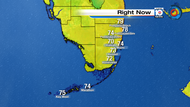 CURRENT TEMPS - Warming up to the upper 70s for eastern Broward but the rest of the area hanging on to the low 70s. https://t.co/wj5TbNgaqI