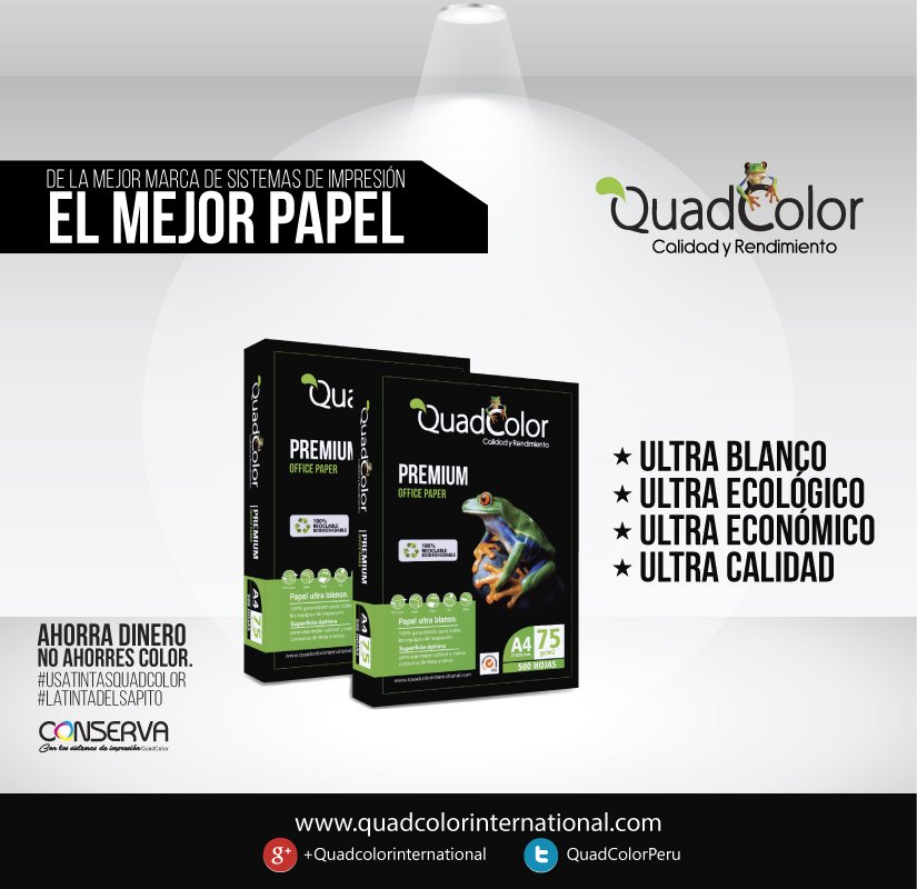 QuadColorQC's tweet photo. #Quadcolor
Papel Quadcolor
Ideal para impresiones de mayor calidad
#ultra Blanco
#ultra Ecologico https://t.co/SmwaVAim7h
