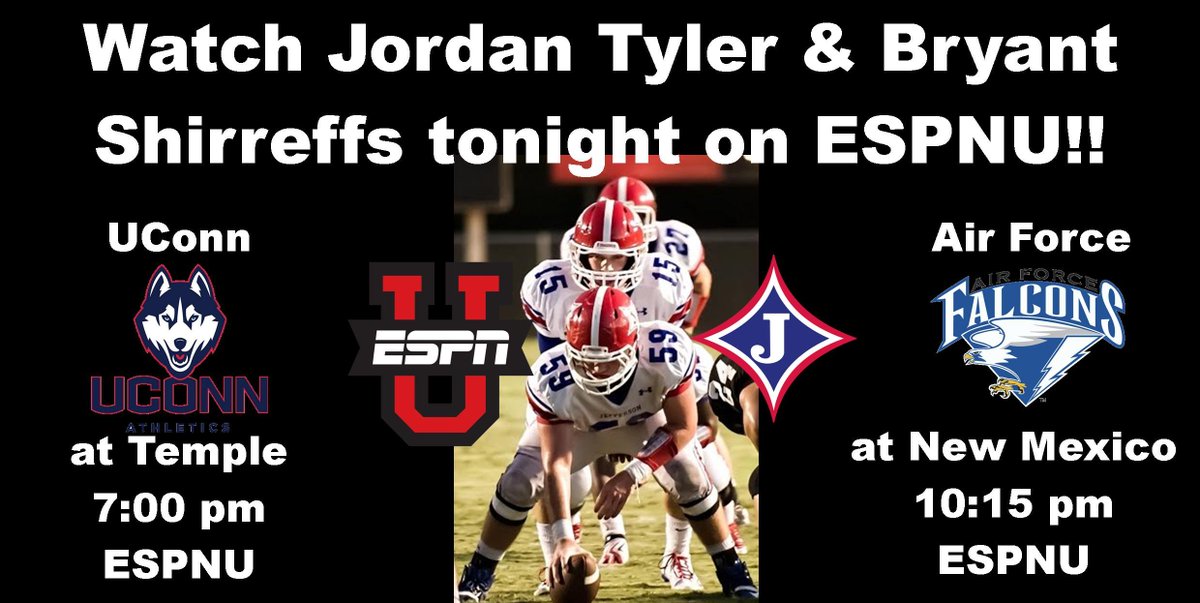 Watch Jefferson QB &amp; Center @jordan_tyler59 and <a href="/BryantShirreffs/">Bryant Shirreffs</a> tonight on <a href="/ESPNU/">ESPNU</a> back to back starting at 7 pm!!