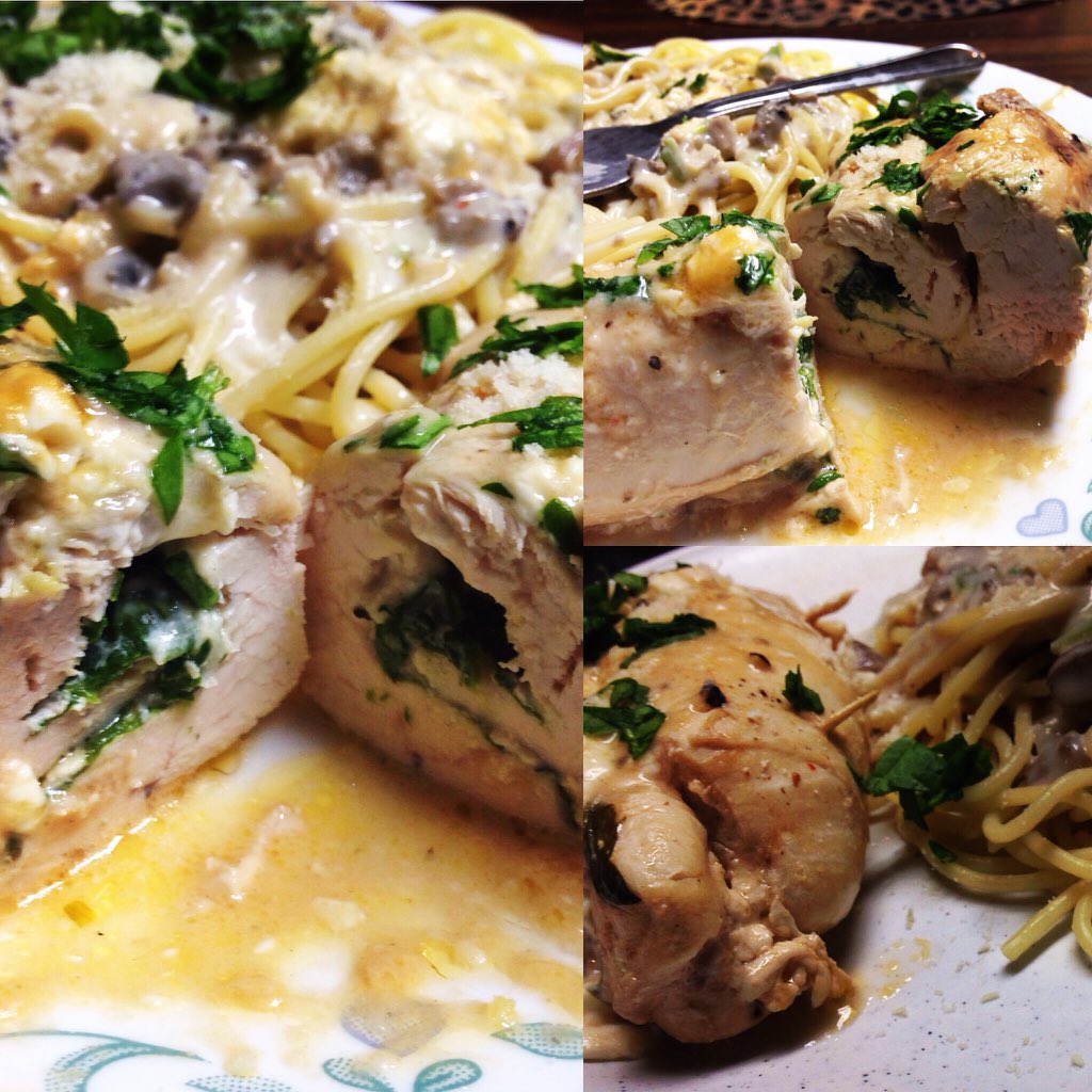 karlyyjohnsonn's tweet photo. Supper #cookingcrazy #foodbloggers.  Home made stuffed chicken and pasta https://t.co/tK1nuNVLbc