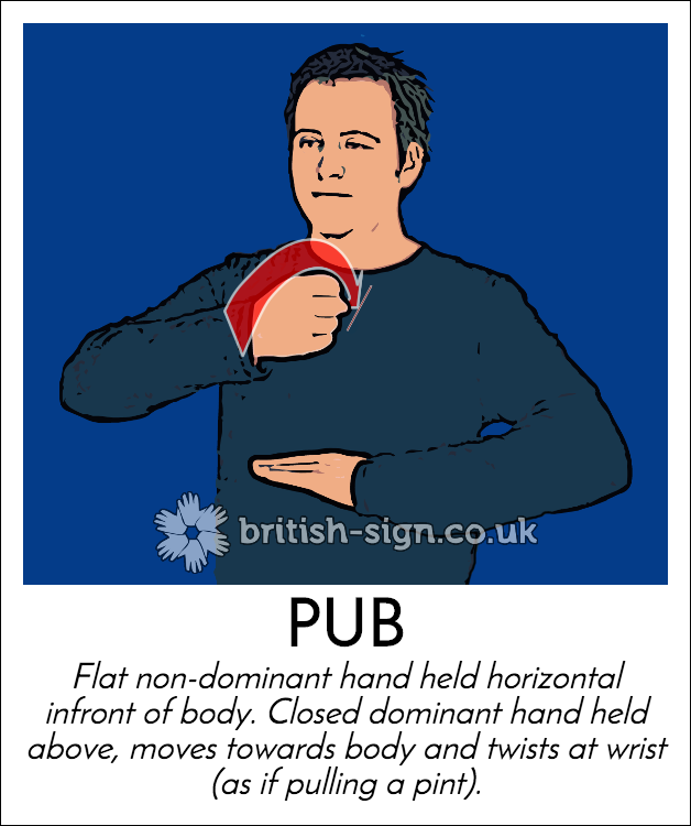 BritishSignBSL's tweet photo. Today's #BritishSignLanguage (#BSL) sign is: PUB https://t.co/njWgxhxUIO