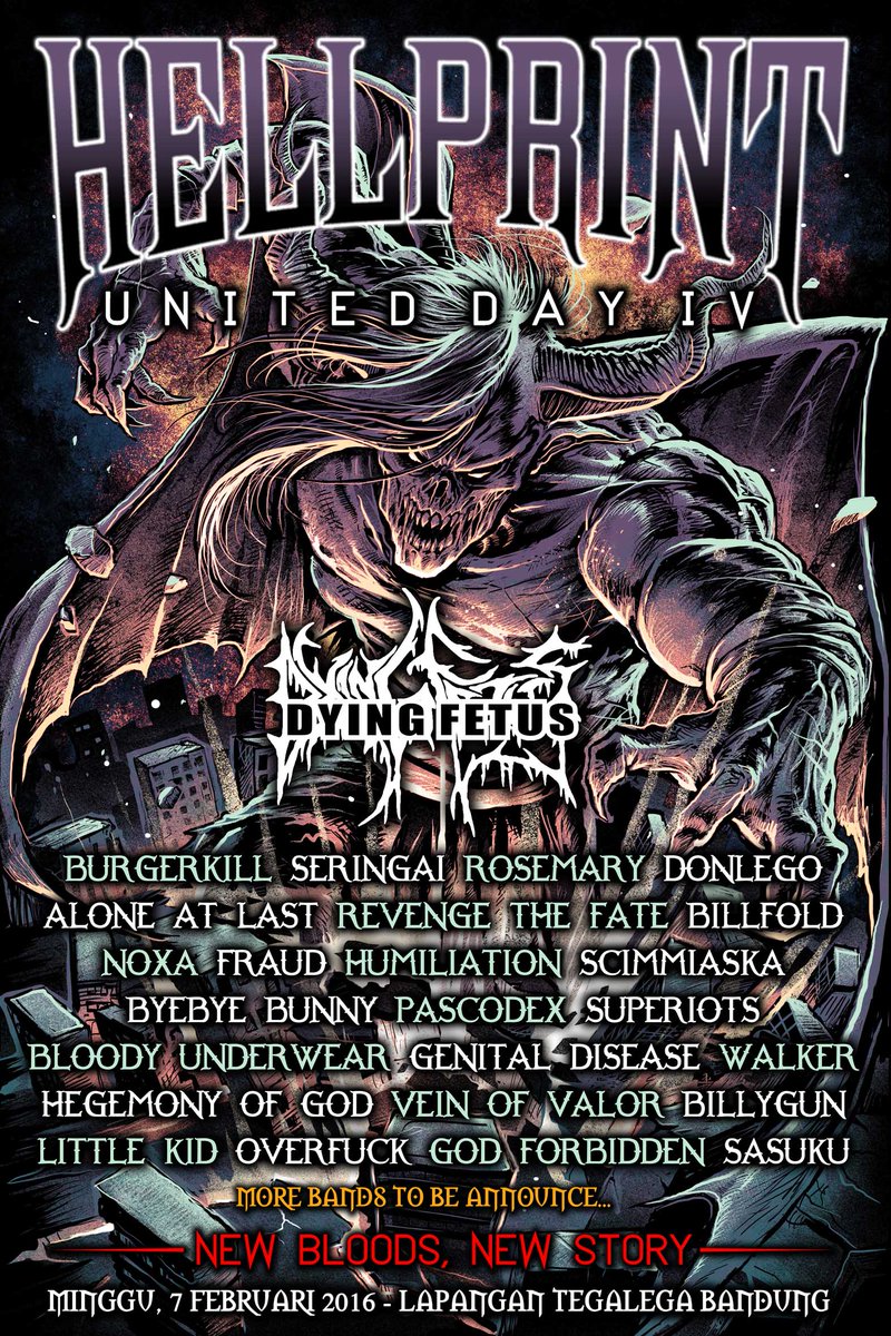 5 Band Tambahan Untuk #HELLPRINT2016 Adalah :
<a href="/Jasad_bdm/">JASAD OFFICIAL</a>
<a href="/DEADSQUAD_Band/">DeadSquad Official</a>
<a href="/Extreme_Decay/">ExtremeDecay</a>
<a href="/Carnivored/">Carnivored</a>
<a href="/bleeding_corpse/">Bleeding Corpse</a>