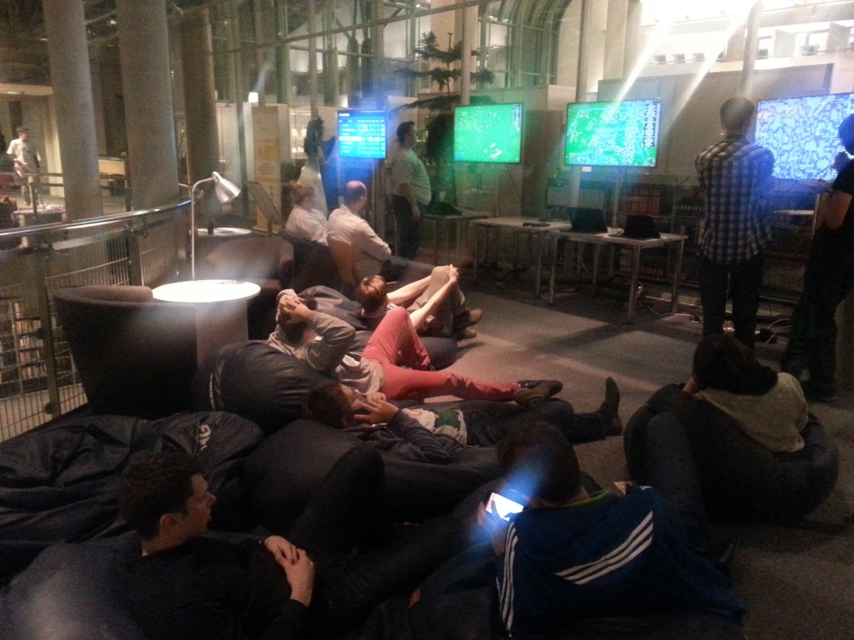 deepsense_ai's tweet photo. First tiredness? or visualizations of the games are so entertaining? 7th hour @marathon24 #hackathon #programming https://t.co/XG65a8GH0U