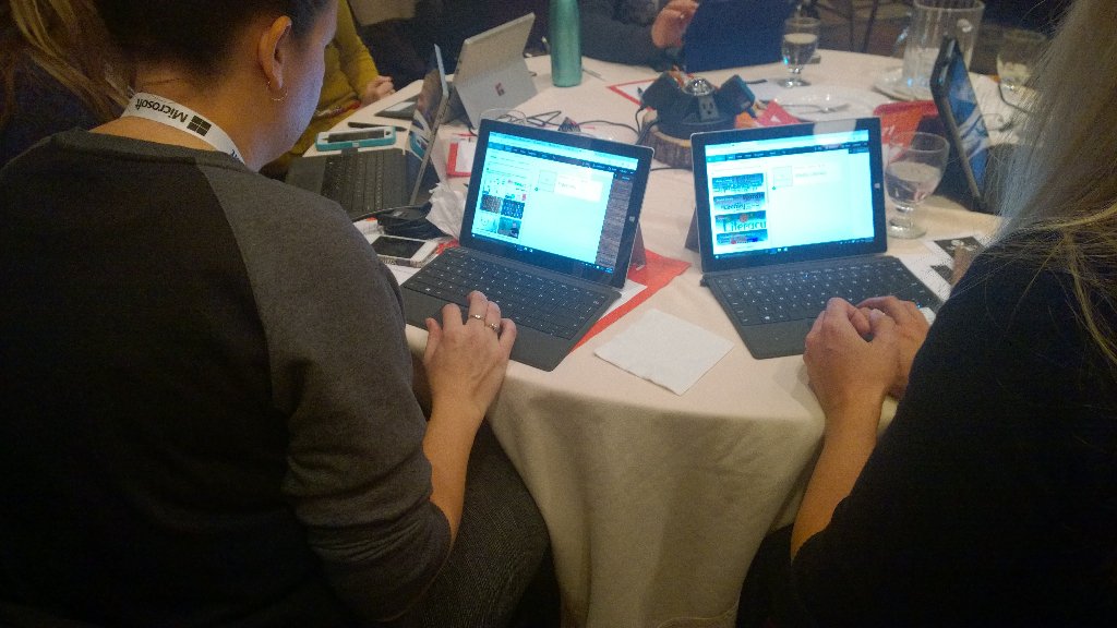 DustinJez's tweet photo. Getting our @Sway on at #MSFTCamp21 "Wow".... "This is nice!" #Easy WOOT WOOT moment cloud &amp; mobile 1st #OntEd https://t.co/9MAHBHUIgu