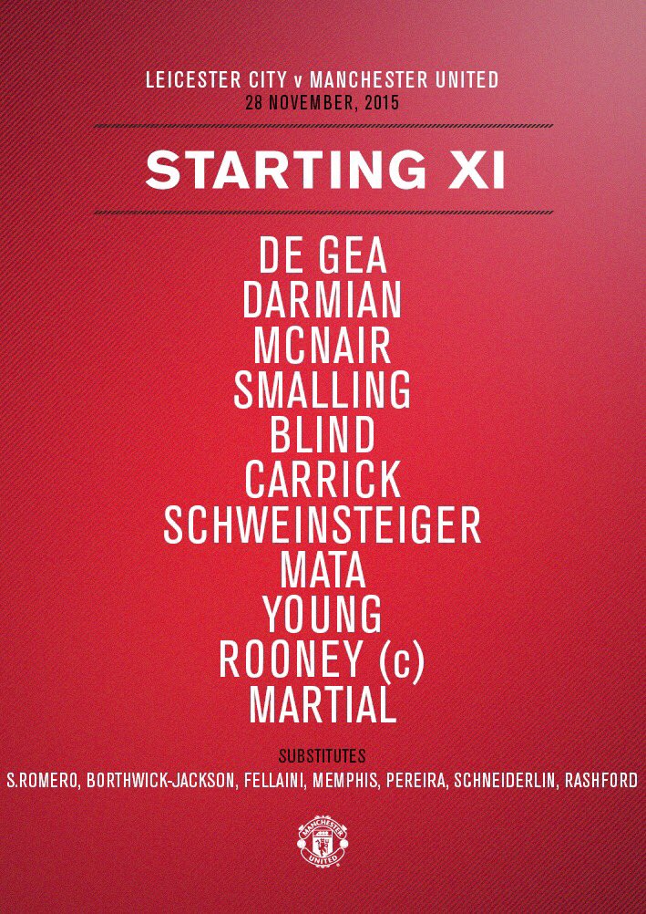 DevilUnitedFC's tweet image. Starting line up vs Leicester