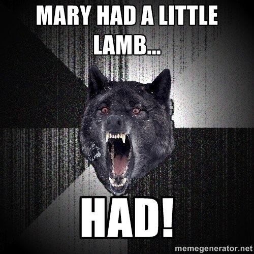 screamameme's tweet photo. Mary had a little lamb... HAD! https://t.co/Hkq6uefcTM
