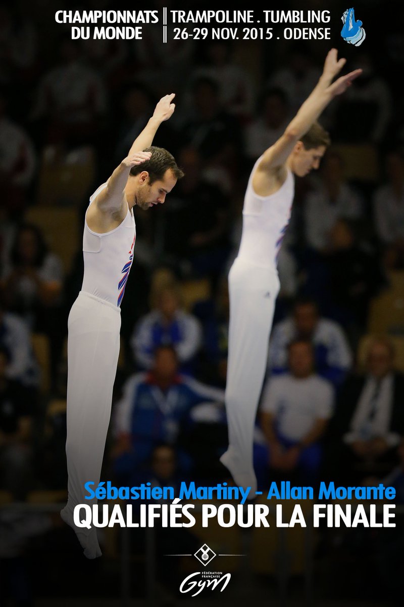 ffgymnastique's tweet photo. On croise les doigts ! Allez les Bleus ! Dans moins d'une demi-heure c'est à eux... #wch2015 #trampoline #Odense https://t.co/lFv59bTl7o