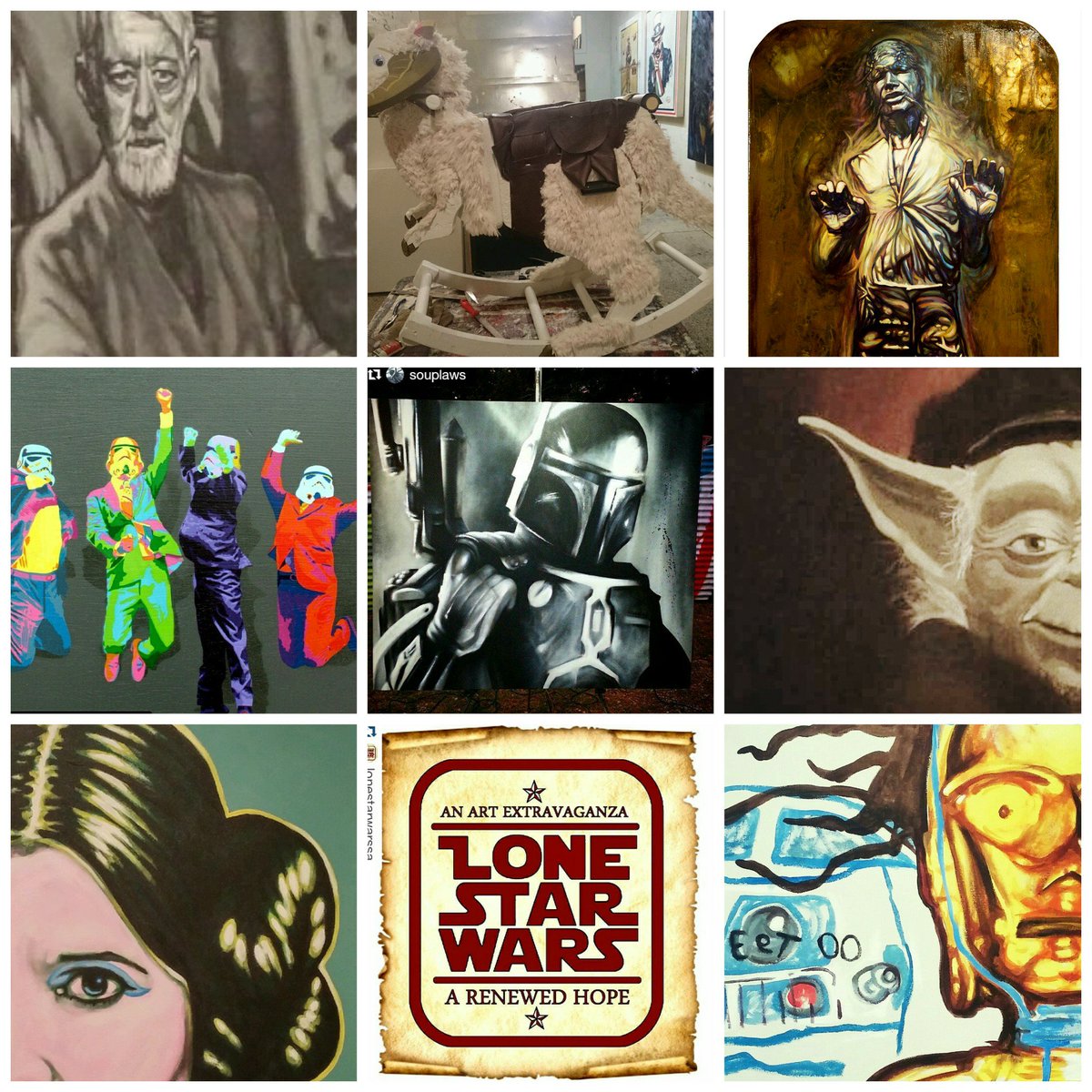 LoneStarWarsSA's tweet photo. 7 hours to the kick off at @GeekdomSA #LSW15 brings #StarWars inspired #art 6p details: https://t.co/XYwB2jNrmt https://t.co/kcfyCIE8ad