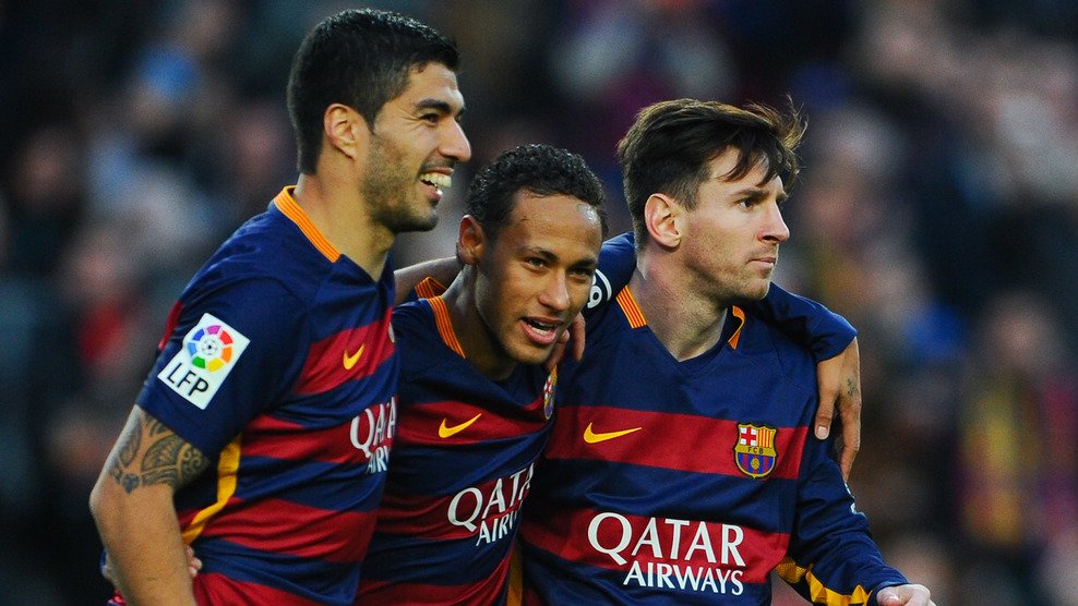 ChampionsLeague's tweet photo. .Holy trinity of @neymarjr, @LuisSuarez9 &amp; Lionel Messi all on target as @FCBarcelona see off @RealSociedad 4-0 https://t.co/GbWPDjgJ8D