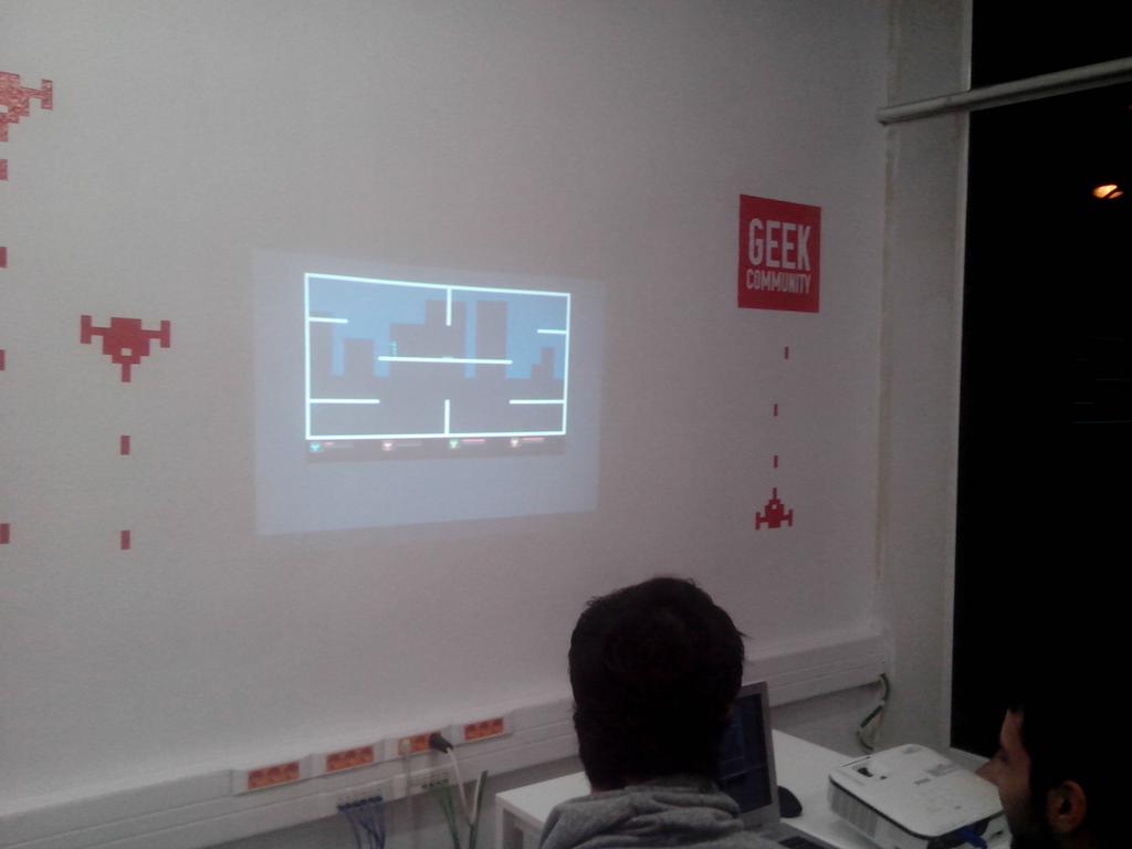 alvarobiz's tweet photo. At  the game #hackathon, presenting the results at @geekshubs https://t.co/XV4ydBCIJg