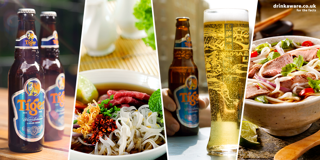 A sizzling sip of Pho soup, served with an ice-cold gulp of Tiger. Who wants a taste?