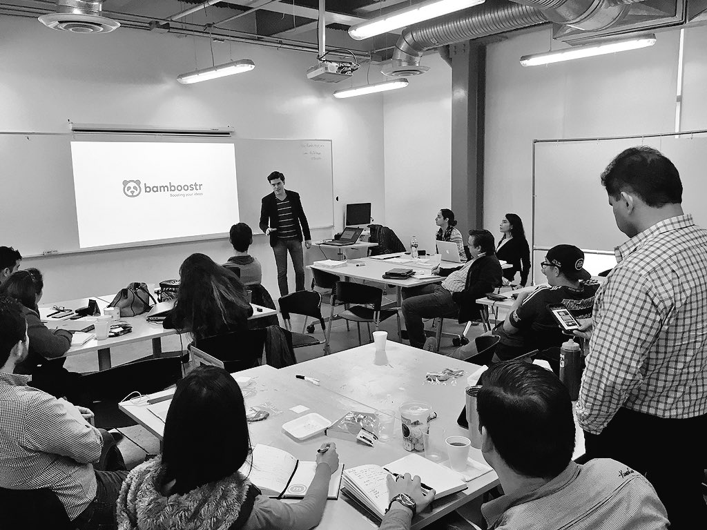 ulrick's tweet photo. @bamboostr pitching at @cedimmbi thanks #fastpitch powered by @startupstudiomx https://t.co/2eKwH7rIka