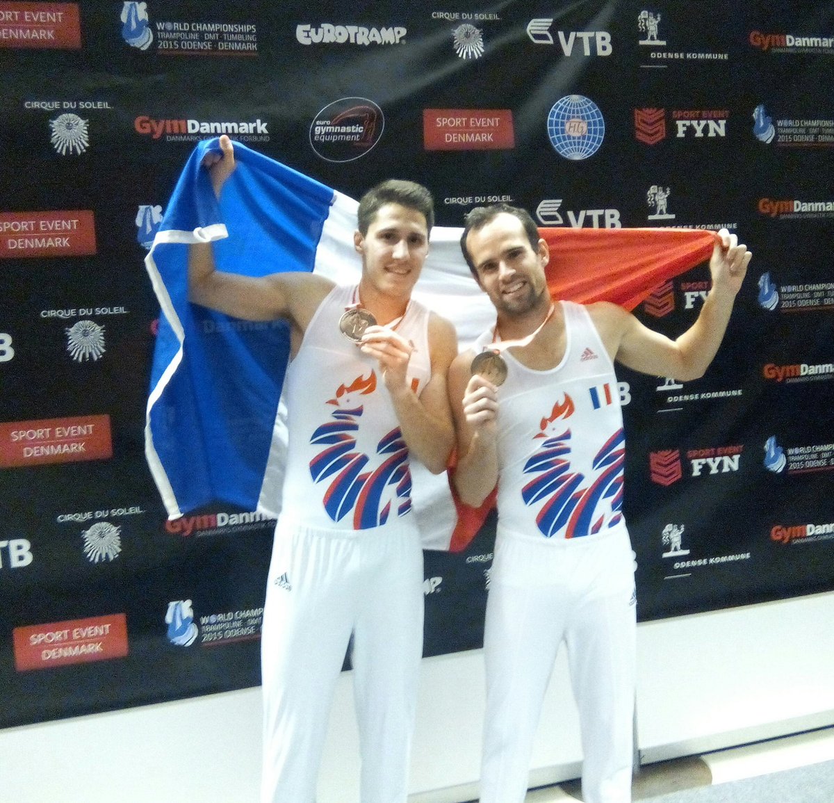 ffgymnastique's tweet image. Elle est là la médaille ! Bravo @SebMartiny  et @1994_allan  en bronze en synchronisé aux Mondiaux de Trampoline !