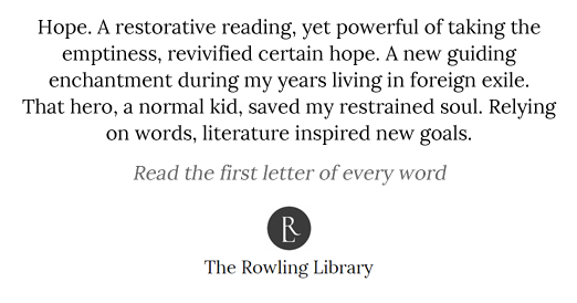 rowlinglibrary's tweet photo. Thank you @jk_rowling https://t.co/7EfxKldZiE