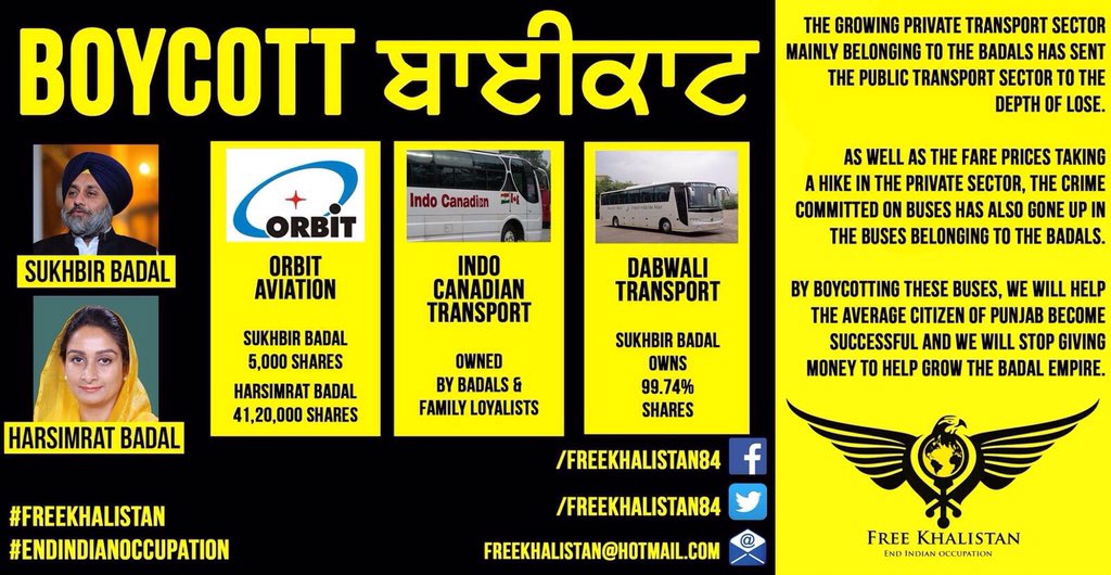 FreeKhalistan84's tweet photo. BOYCOTT BADAL TRAVELS

#FreeKhalistan
#EndIndianOccupation https://t.co/rcPi08ZWYN