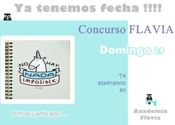 AcademiaFlavia's tweet photo. Os esperamos mañana a las 17:00h en facebook.con/AcademiaFlavia 
Gana: Libreta "No hay nada imposible" Mr Wonderful https://t.co/GIEvztA30G